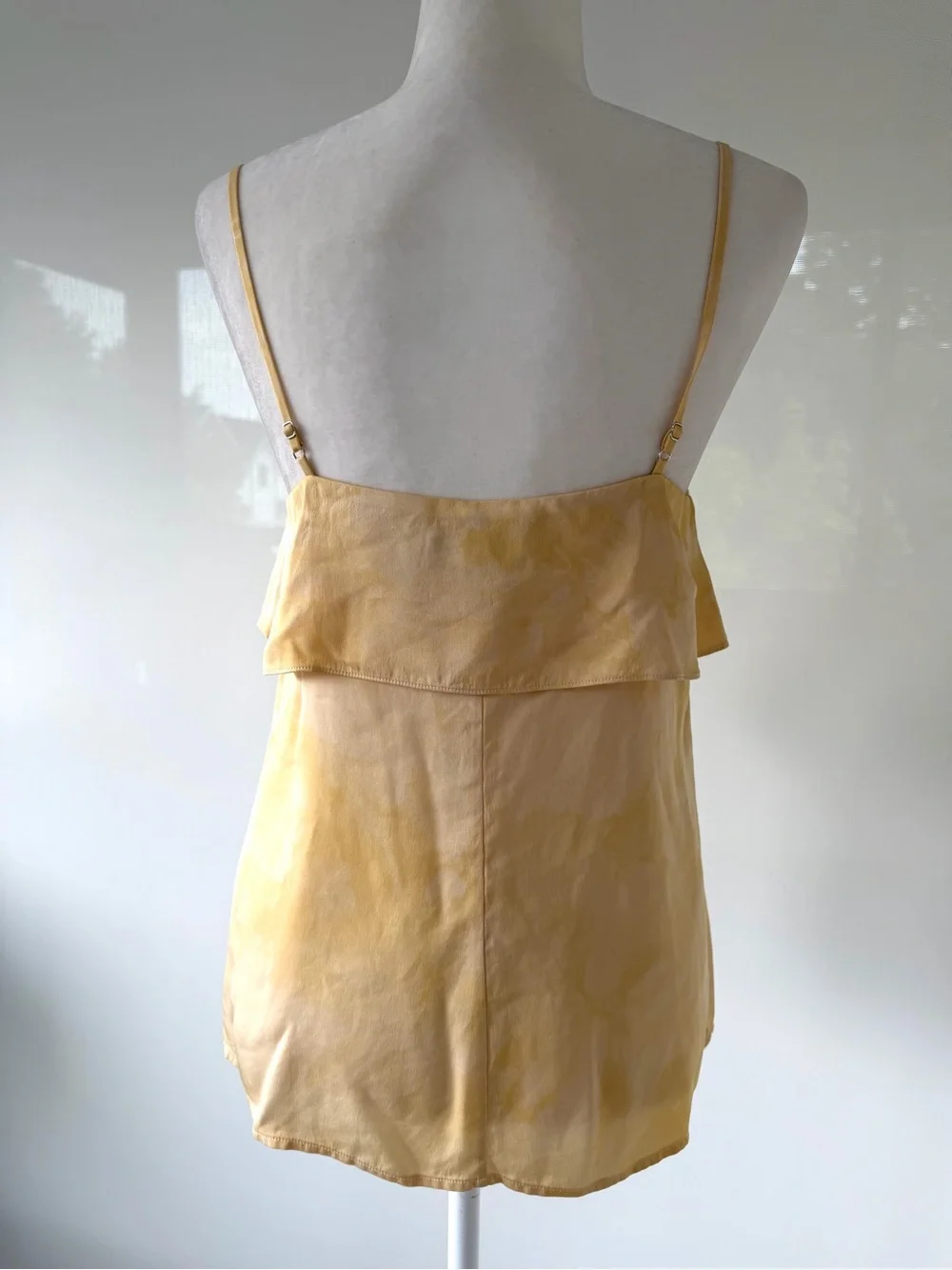 Theory Pale Ombre Yellow Silk Cami with Ruffle Detail - Picture 3 of 8